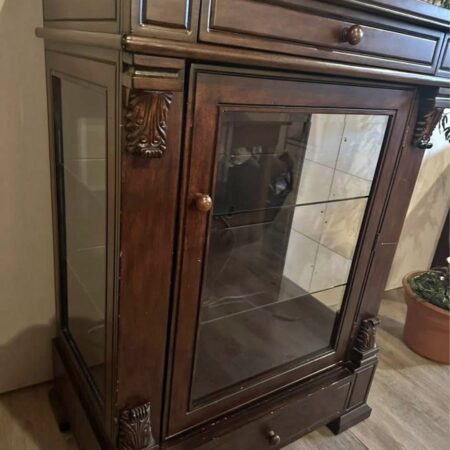 Lighted glass display cabinet – elegant showcase with shelves